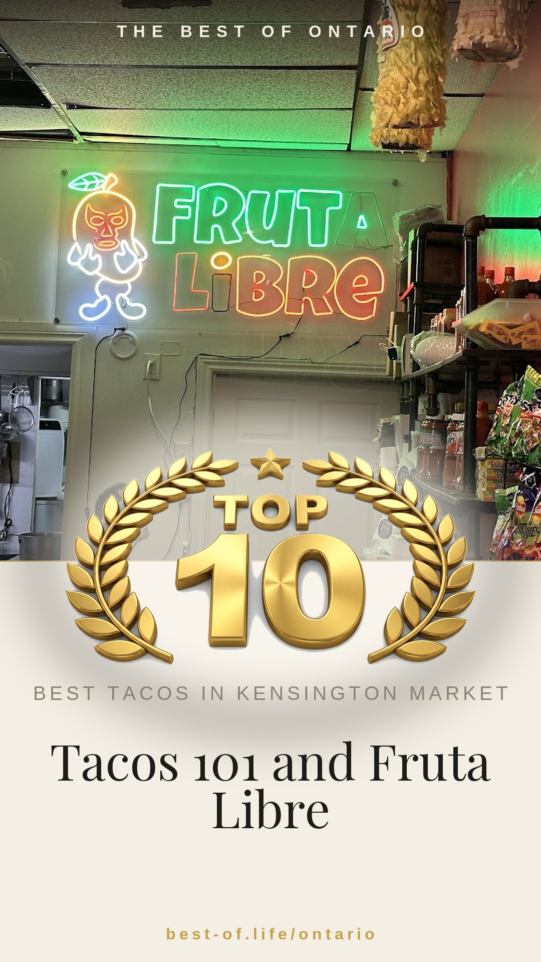 Tacos 101 and Fruta Libre Instagram badge